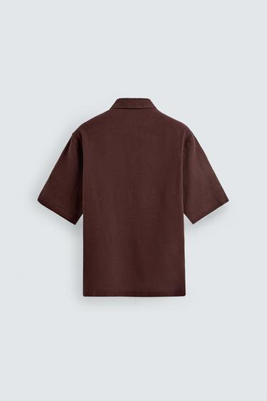 CHEMISE RELAXED FIT EN MÉLANGE DE LIN - Bordeaux de Zara - Image 7