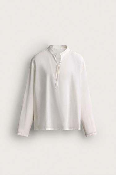 CAMISA RELAXED FIT COTÓ - VISCOSA LLAÇOS - Blanc trencat de Zara