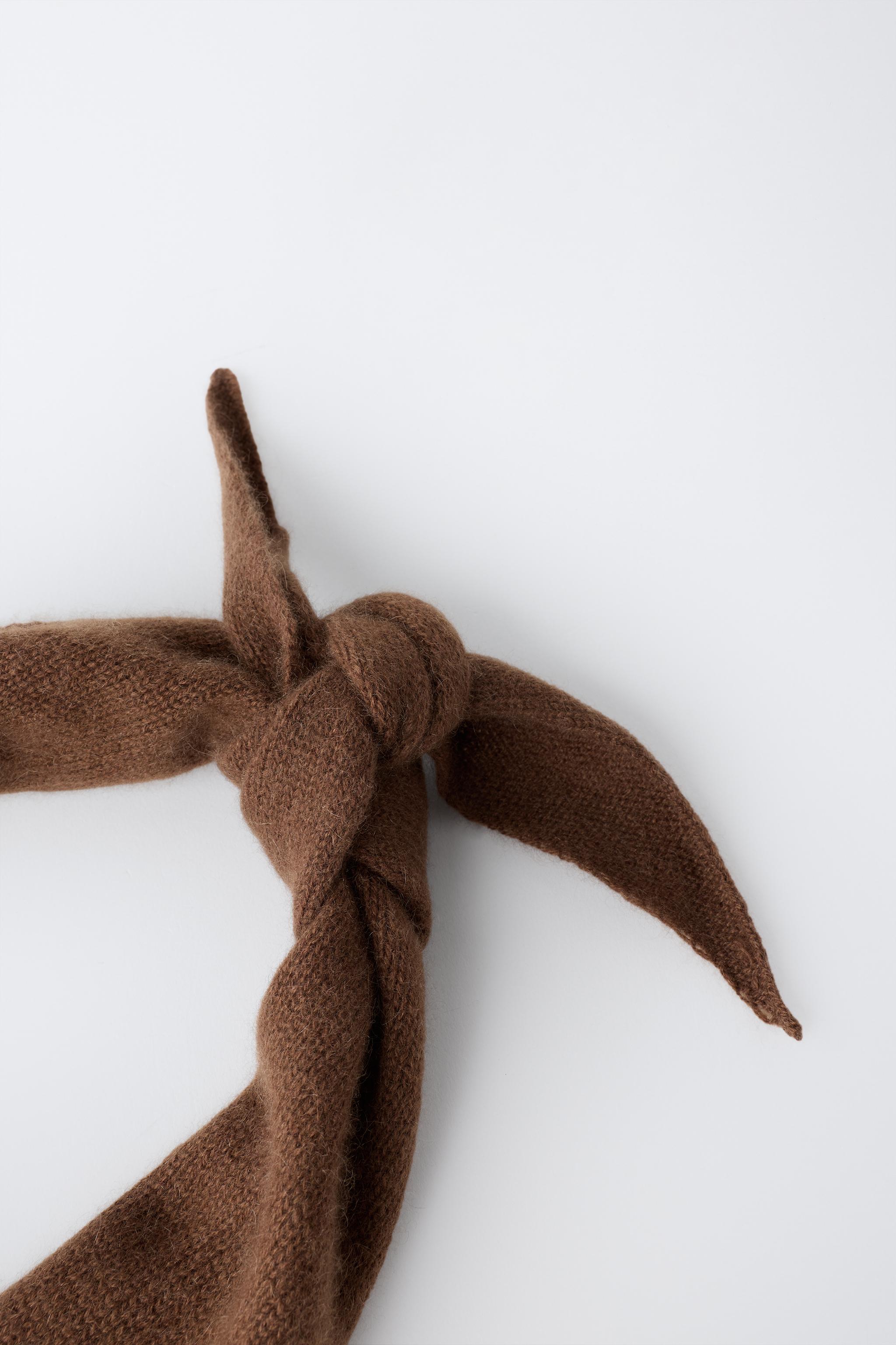 STRIPED 100% CASHMERE SCARF — Brown