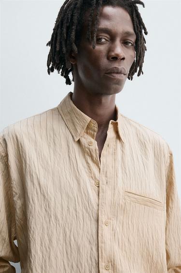 CHEMISE FLUIDE À RAYURES - Beige de Zara - Image 4