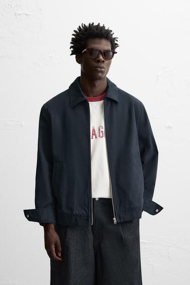 REGULAR FIT COTTON JACKET - Navy blue by Zara