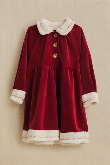 CHILDREN'S MRS. CLAUS COSTUME DRESS - أحمر الخاص بـ Zara