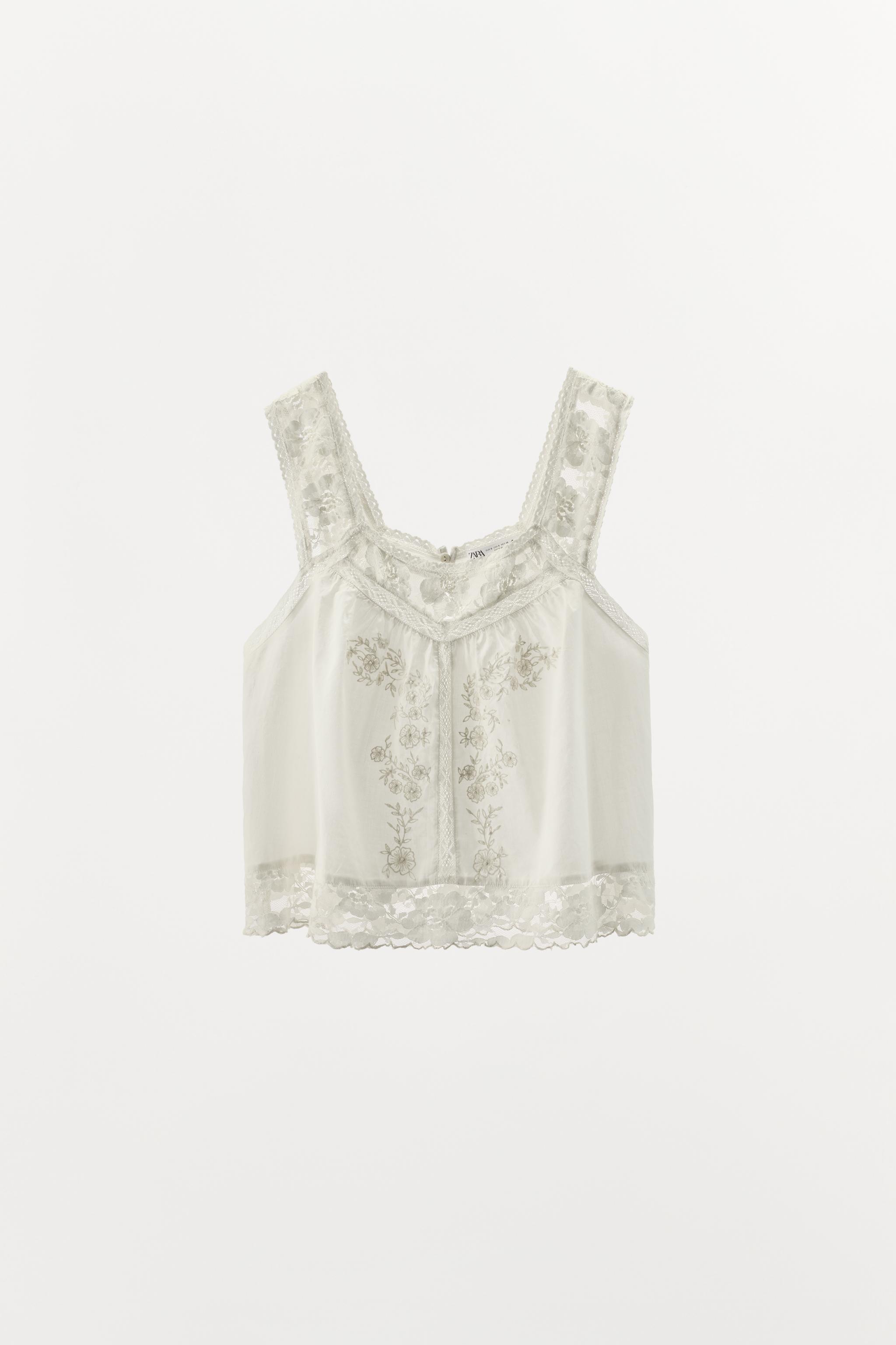 TOP À BRETELLES EN DENTELLE BRODÉE LIMITED EDITION