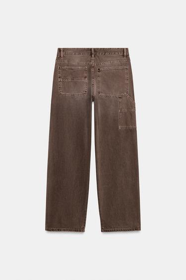 Zara TRF LOW RISE JEANS - Brown