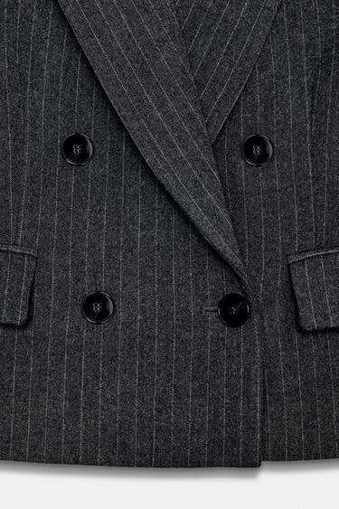 VESTE COURTE À BOUTONNAGE CROISÉ ET RAYURES CRAIE - rayures de Zara - Image 8