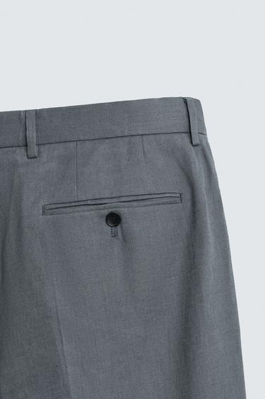 PANTALON DE COSTUME 100% LIN - Bleu / Gris de Zara - Image 7