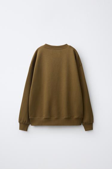 VARSITY TEXT PRINT SWEATSHIRT — Light khaki 2