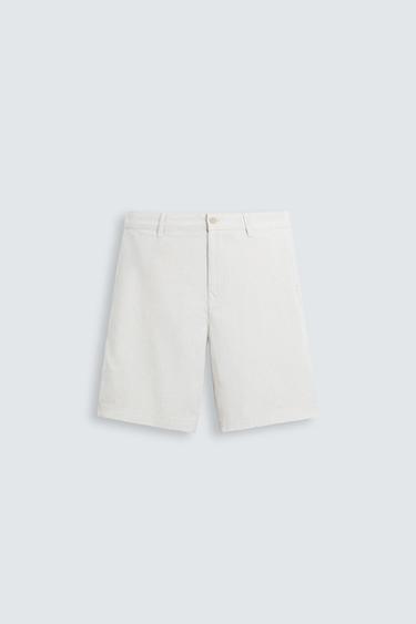 BERMUDA ALGODÓN - LINO - Beige / Verde de Zara
