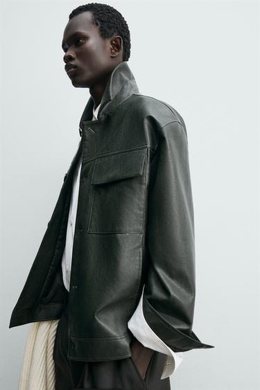 BLOUSON EN MATIÈRE SYNTHÉTIQUE - Vert canard de Zara - Image 5