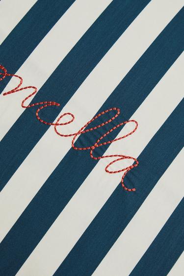 X THE ANIMALS OBSERVATORY KIDS’ STRIPED PILLOWCASE - Navy blue by Zara - Image 4