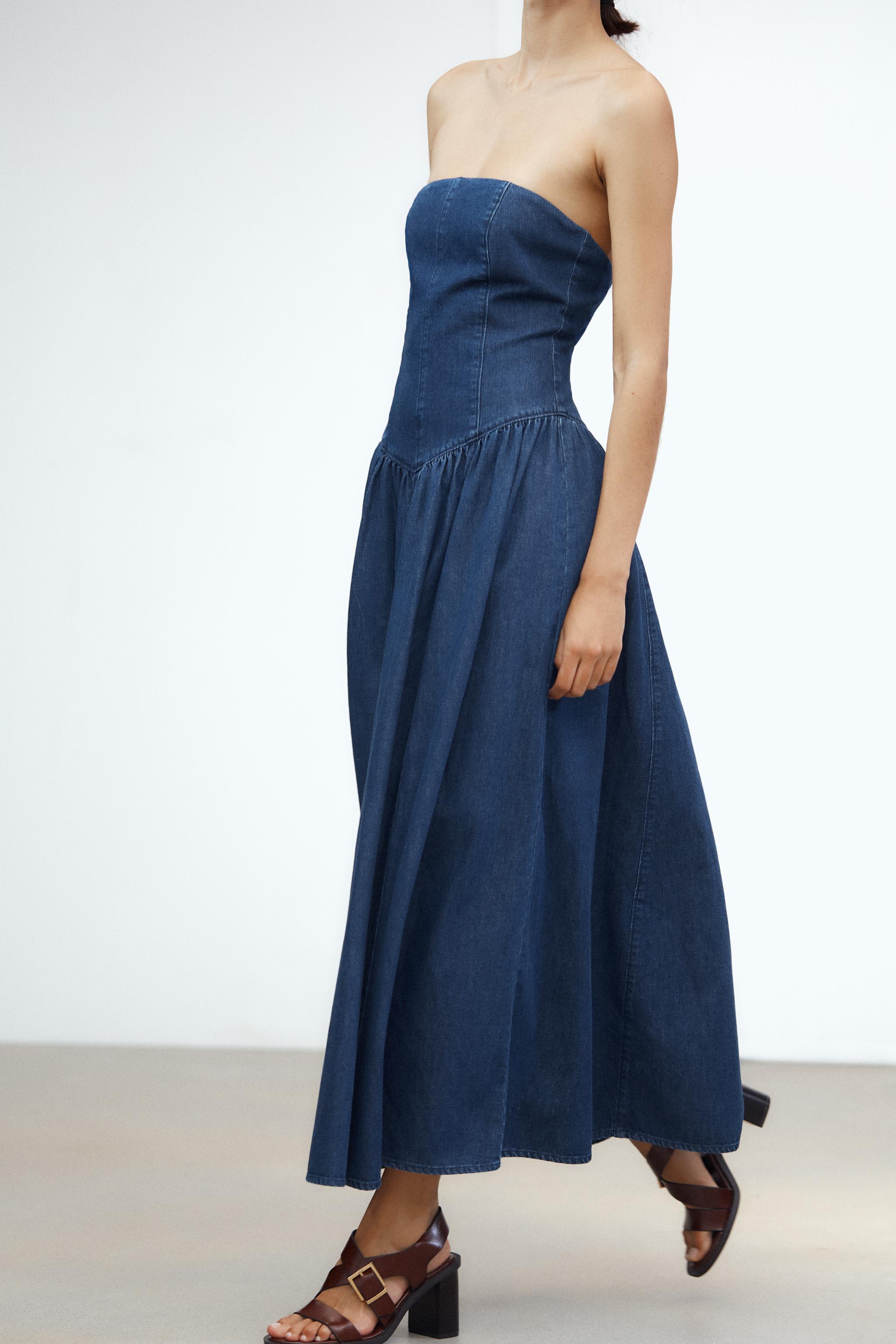 デニム TRF ミディワンピース - ブルー | ZARA Japan / 日本