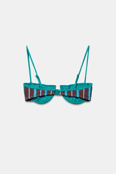 UNDERWIRE STRIPED BIKINI TOP - Blue by Zara - Image 7