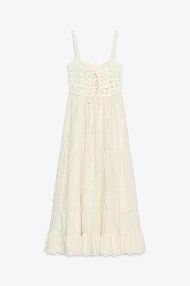 ROBE EN MAILLE EN MATIÈRES VARIÉES - Écru de Zara - Image 7