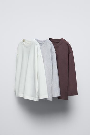 Zara THREE-PACK OF PLAIN T-SHIRTS - Burgundy