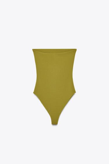 STRETCH BANDEAU BODYSUIT - Green by Zara - Image 5