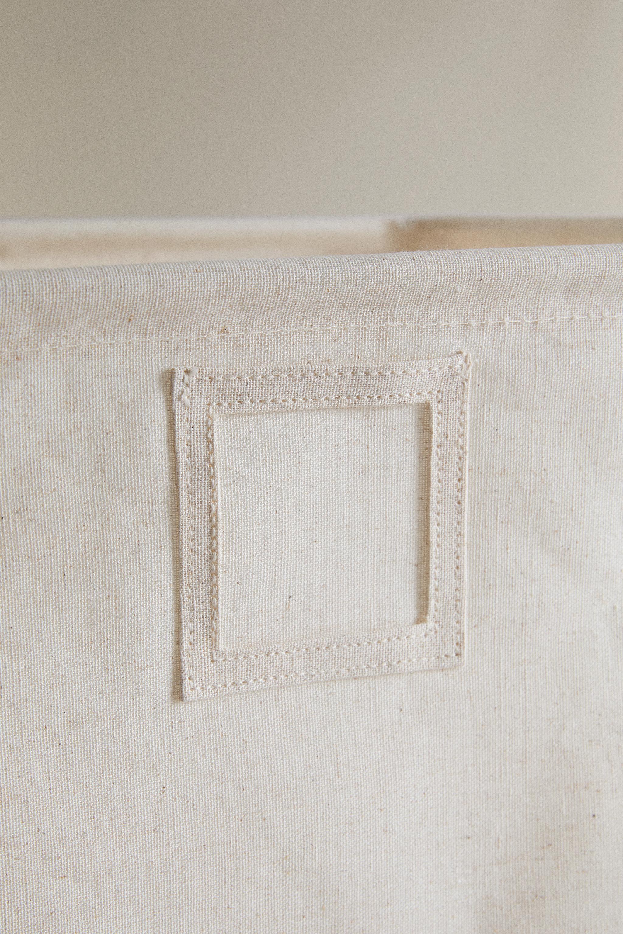 TALL RESIN-COATED FABRIC BASKET — Light beige