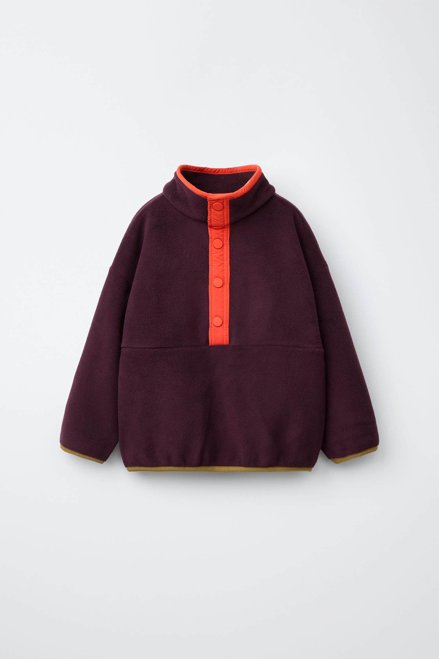 Детская толстовка Zara Colorblock Fleece, цвет: Тёмный бордовый — фото 1