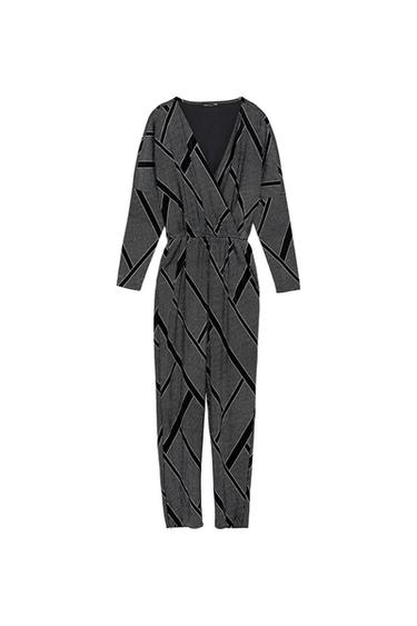 VELVET JUMPSUIT WITH GEOMETRIC APPLIQUÉS