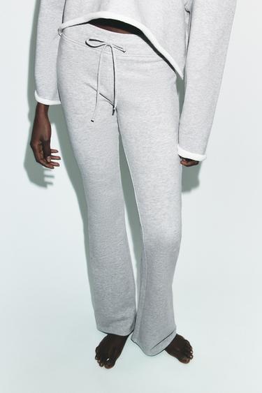 Zara WASHED EFFECT FLARE PANTS - Gray marl