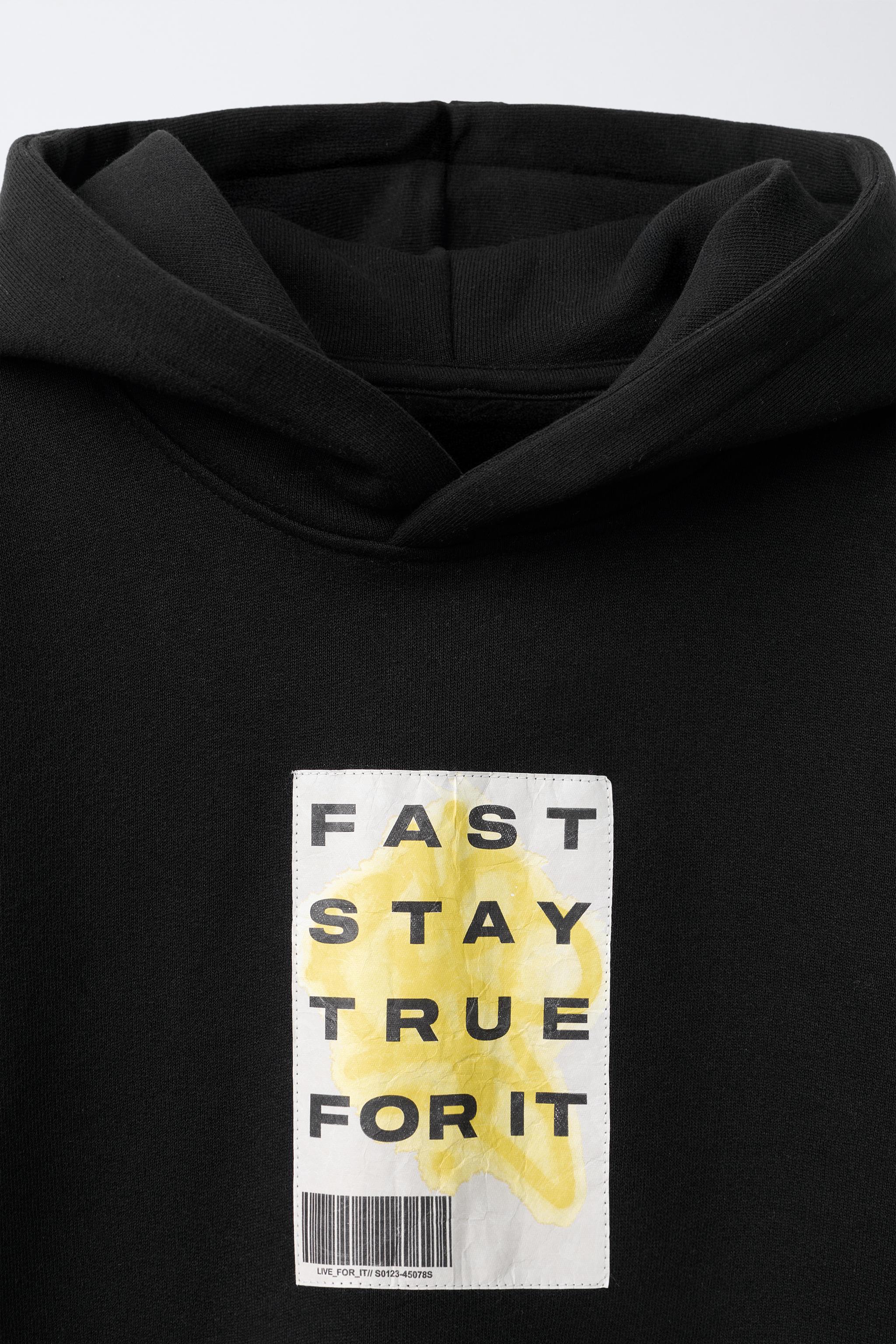 DOUBLE SLEEVE HOODIE SWEATSHIRT WITH LABEL