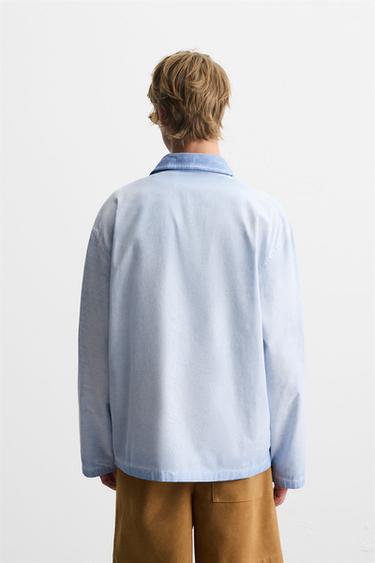 ПОЛО RELAXED FIT С ЭФФЕКТОМ СТИРКИ — СИНИЙ от Zara