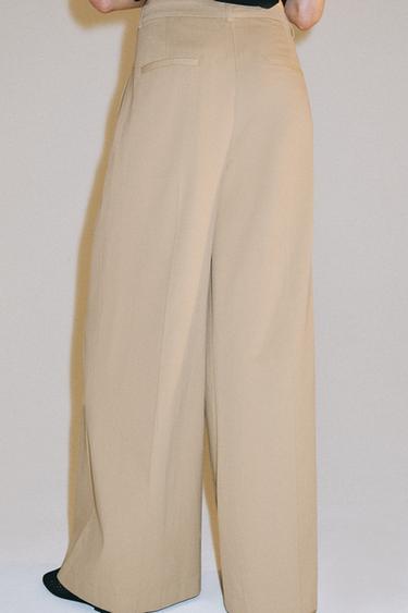 PANTALON WIDE LEG À PLIS ZW COLLECTION - Beige de Zara - Image 2