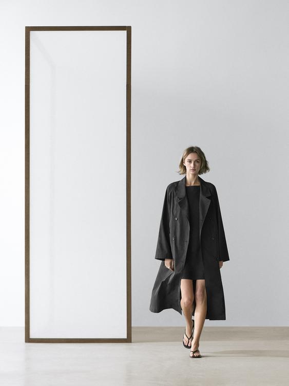 Double-breasted technical trench coat