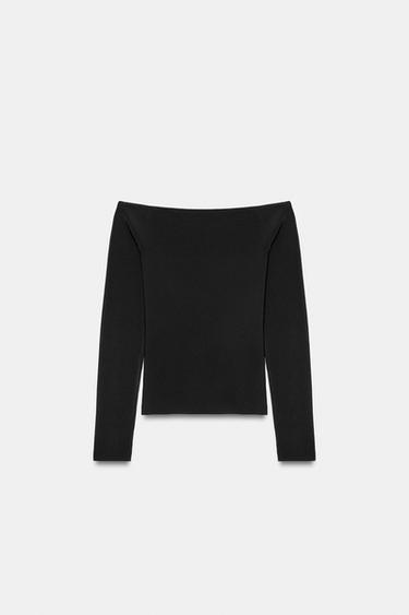 OFF-THE-SHOULDER KNIT TOP - Black by Zara - Image 4