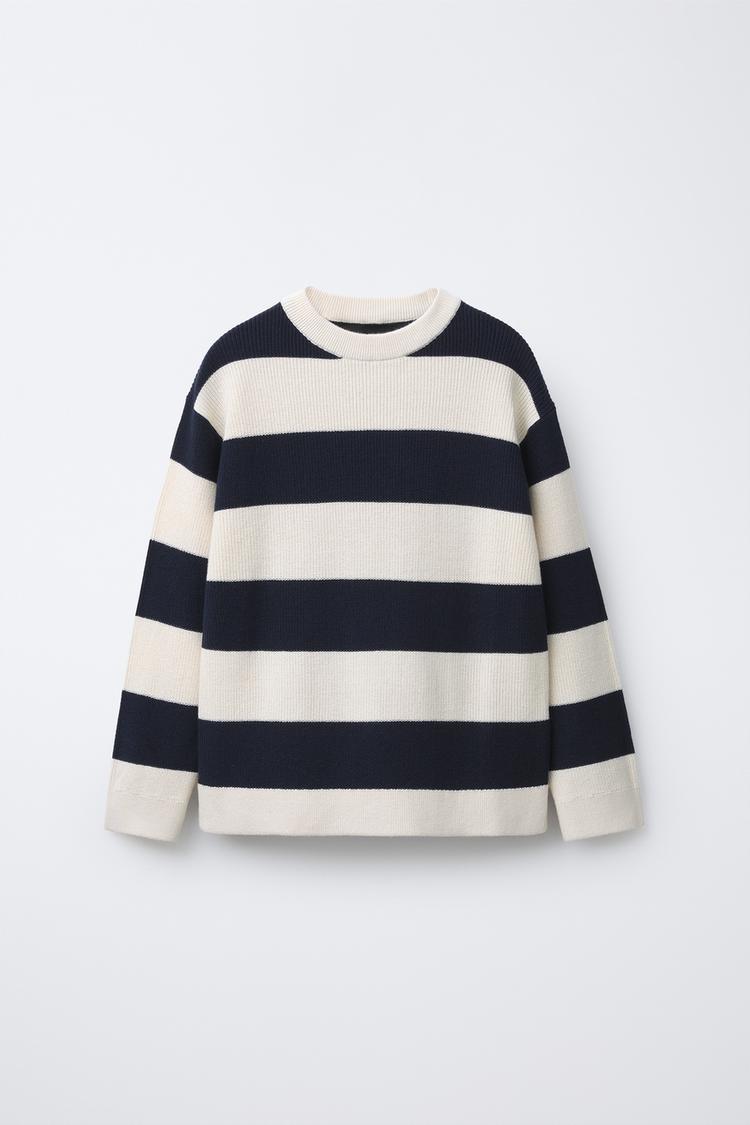 Zara Canada Zara Navy Striped Sweater BASIC KNIT SWEATER Ecru Navy
