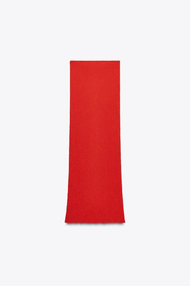 Zara TEXTURED LONG SKIRT - Intense red