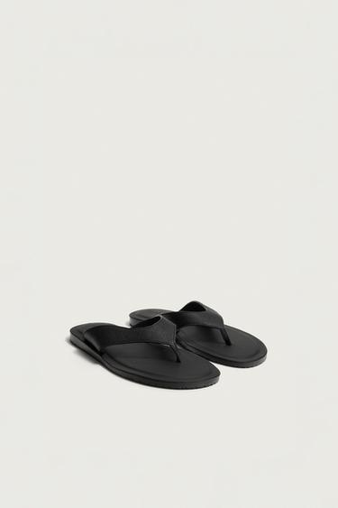 LEATHER STRAP SANDALS - Black by Zara