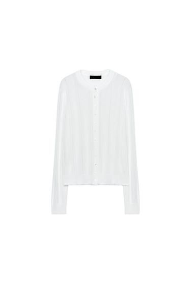 POINTELLE LACE CARDIGAN - White by Zara