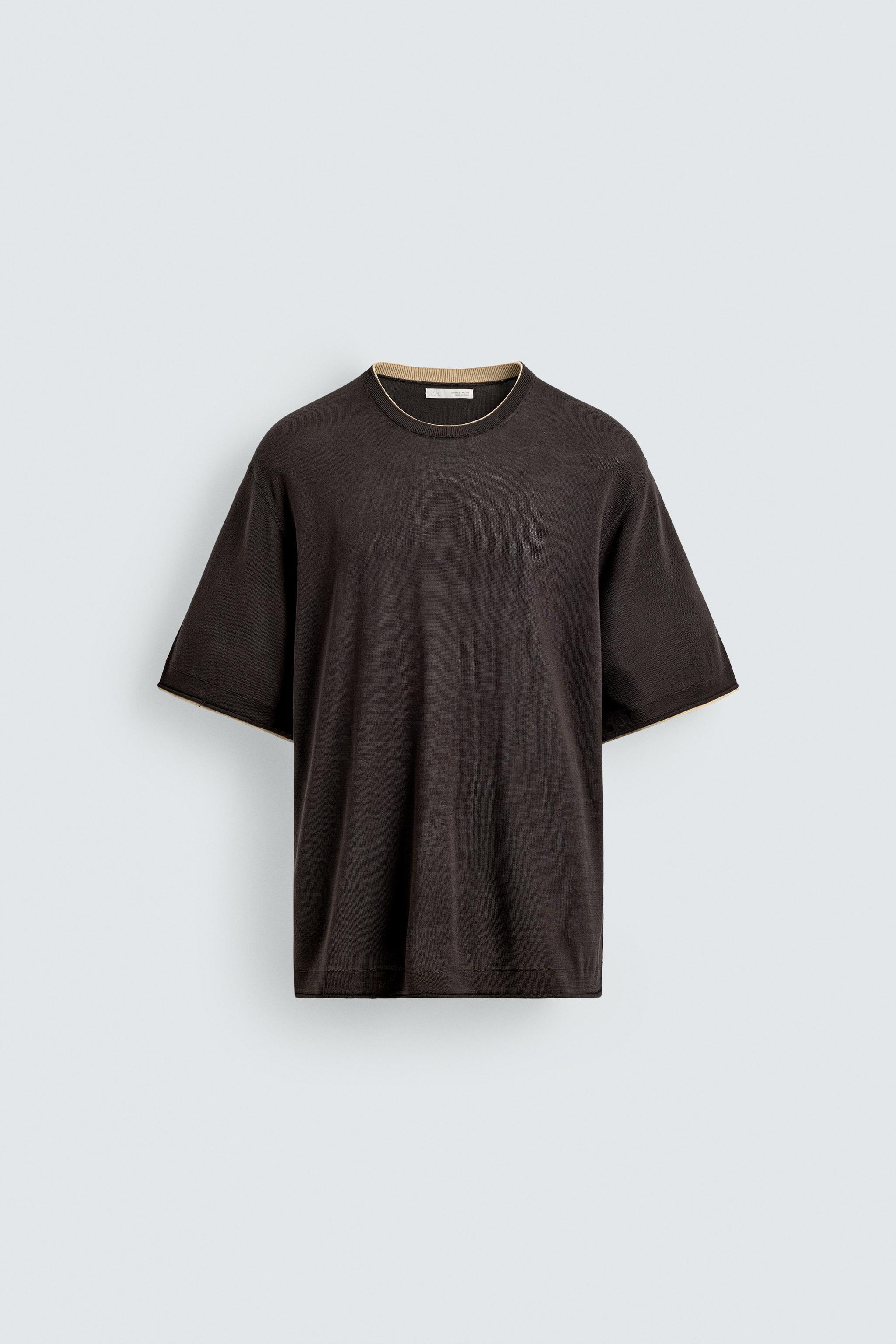T-SHIRT EN MAILLE FINITIONS CONTRASTÉES
