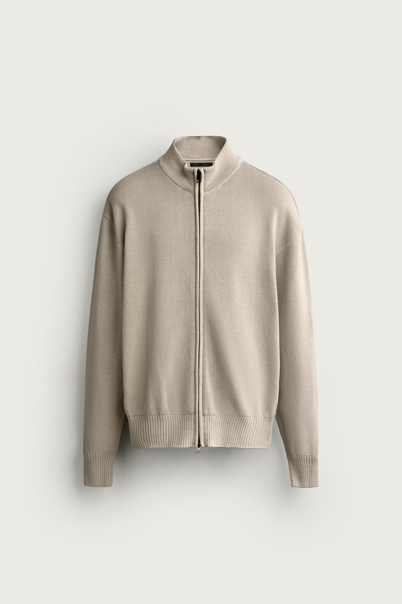 WASHED ZIP CARDIGAN — Ecru