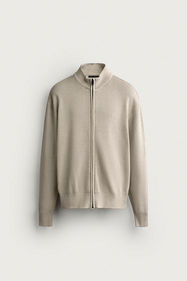 WASHED ZIP CARDIGAN — Ecru 1