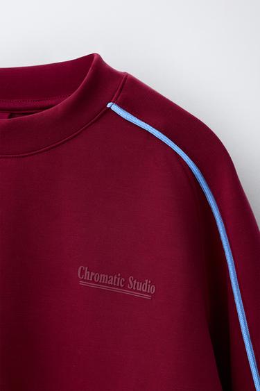 SPORTY CONTRAST SWEATSHIRT WITH MODAL - Burgundy by Zara - Image 2