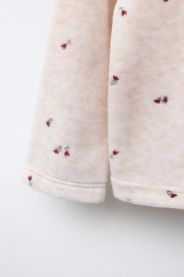HAUT EN VELOURS À FLEURS - Beige clair de Zara - Image 3