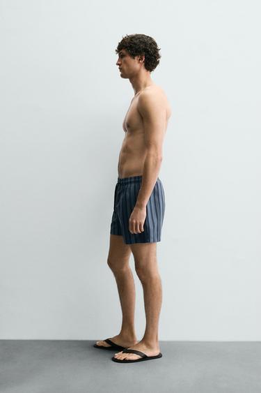 STRIPED MEDIUM SWIMMING TRUNKS - Navy blue by Zara - Image 3