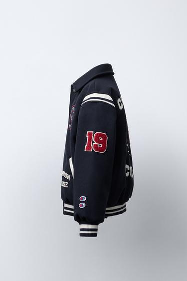 BOMBER JACKET WITH CHAMPION ® X ZARA PATCHES - Navy blue by Zara - Image 2