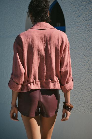 CROPPED JACKET WITH TABS - MARSALA by Zara - Image 4