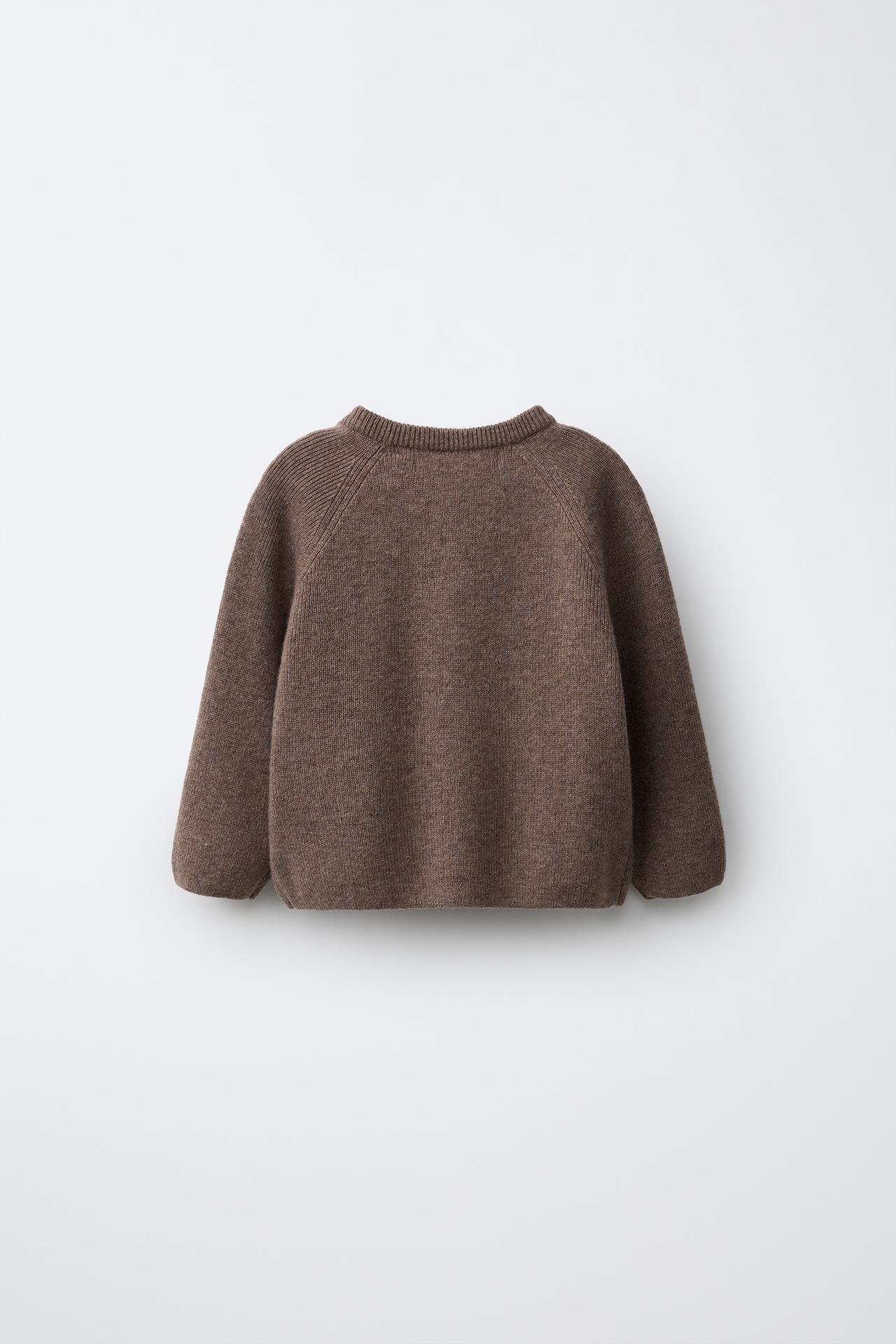 WOOL AND CASHMERE KNIT SWEATER — Brown