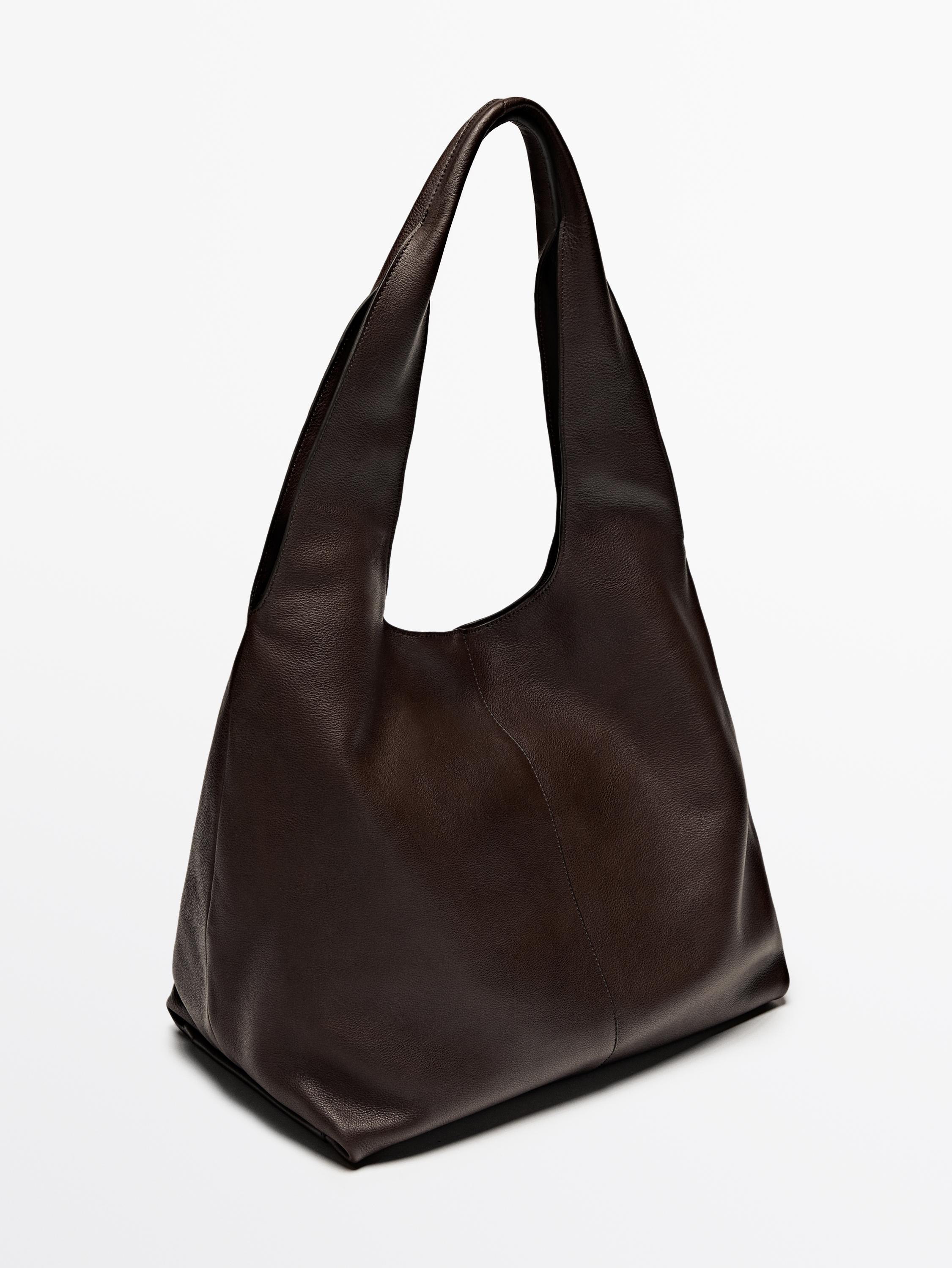 Nappa leather tote bag - Brown | ZARA United States