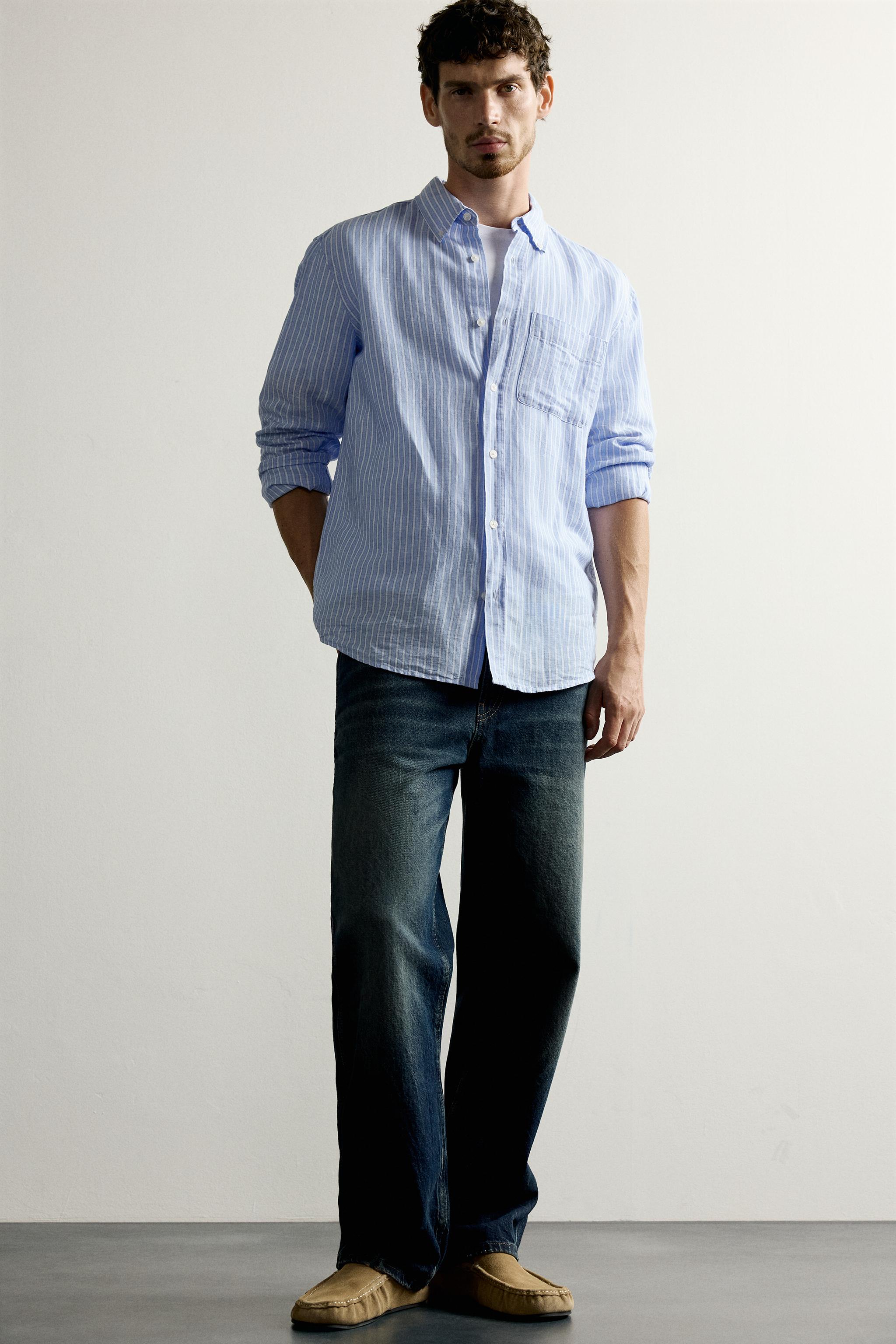 REGULAR FIT LINEN - COTTON SHIRT