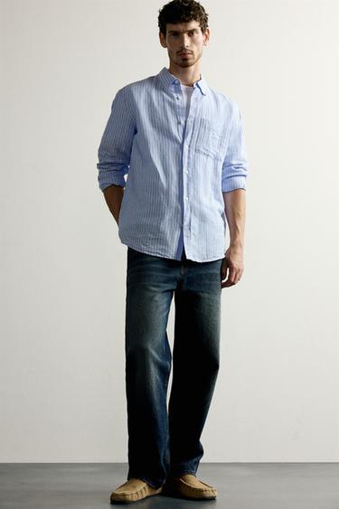 REGULAR FIT LINEN BLEND SHIRT - striped by Zara