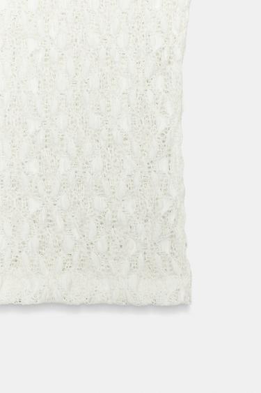 TOP EN DENTELLE À COL BATEAU - Blanc cassé de Zara - Image 6