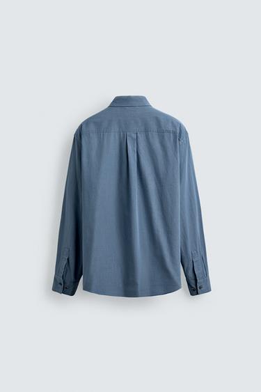 WASHED RELAXED FIT SHIRT WITH POCKETS - Blue / Indigo by Zara - Image 7