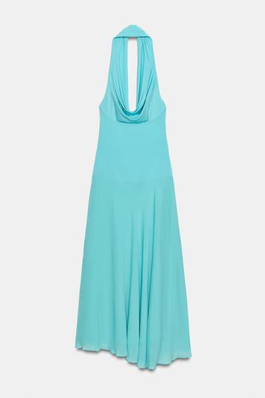 ROBE MI-LONGUE HALTER BIMATIÈRE - Turquoise de Zara - Image 6