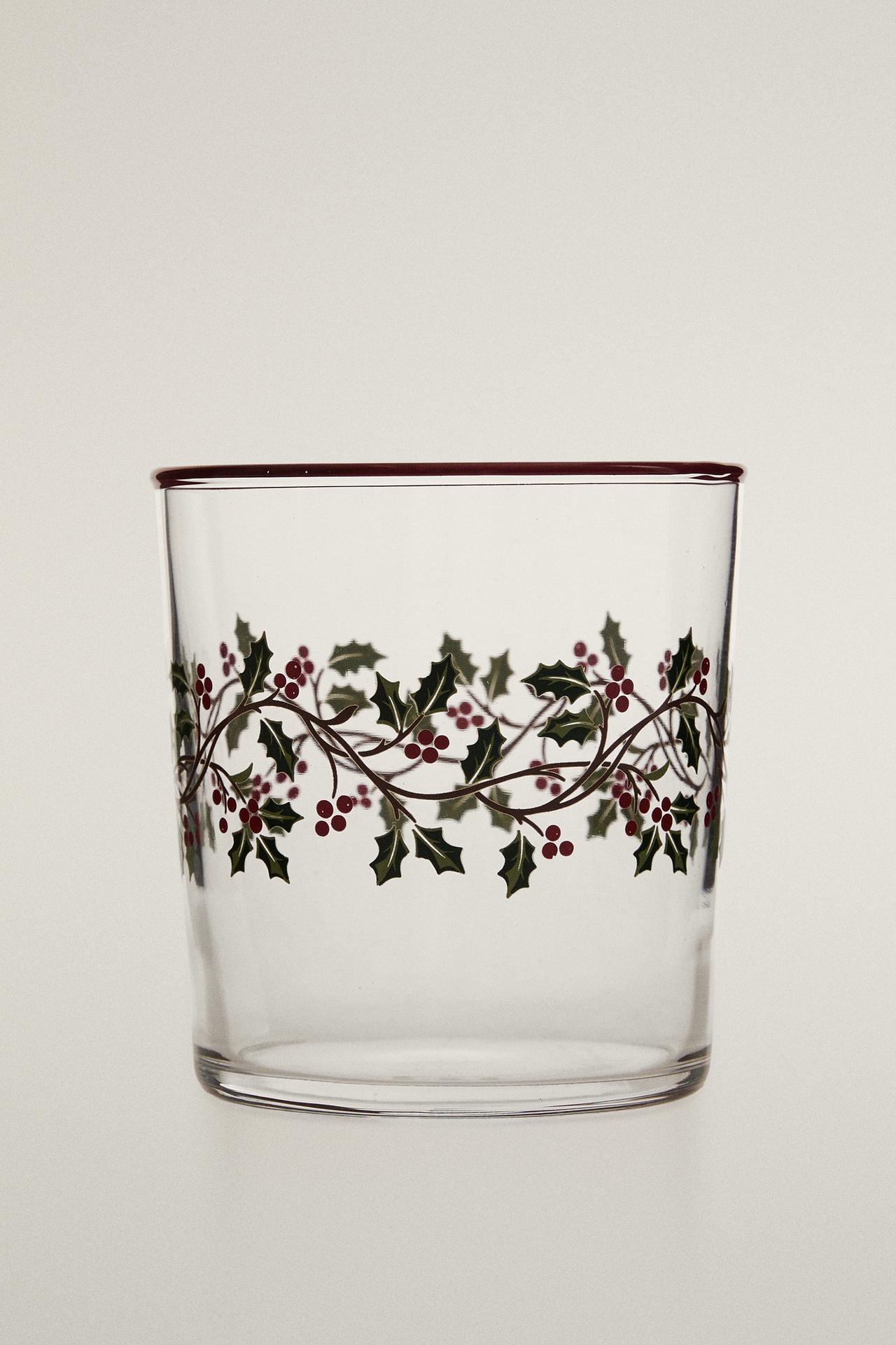 GLASS GLASS HOLLY CHRISTMAS