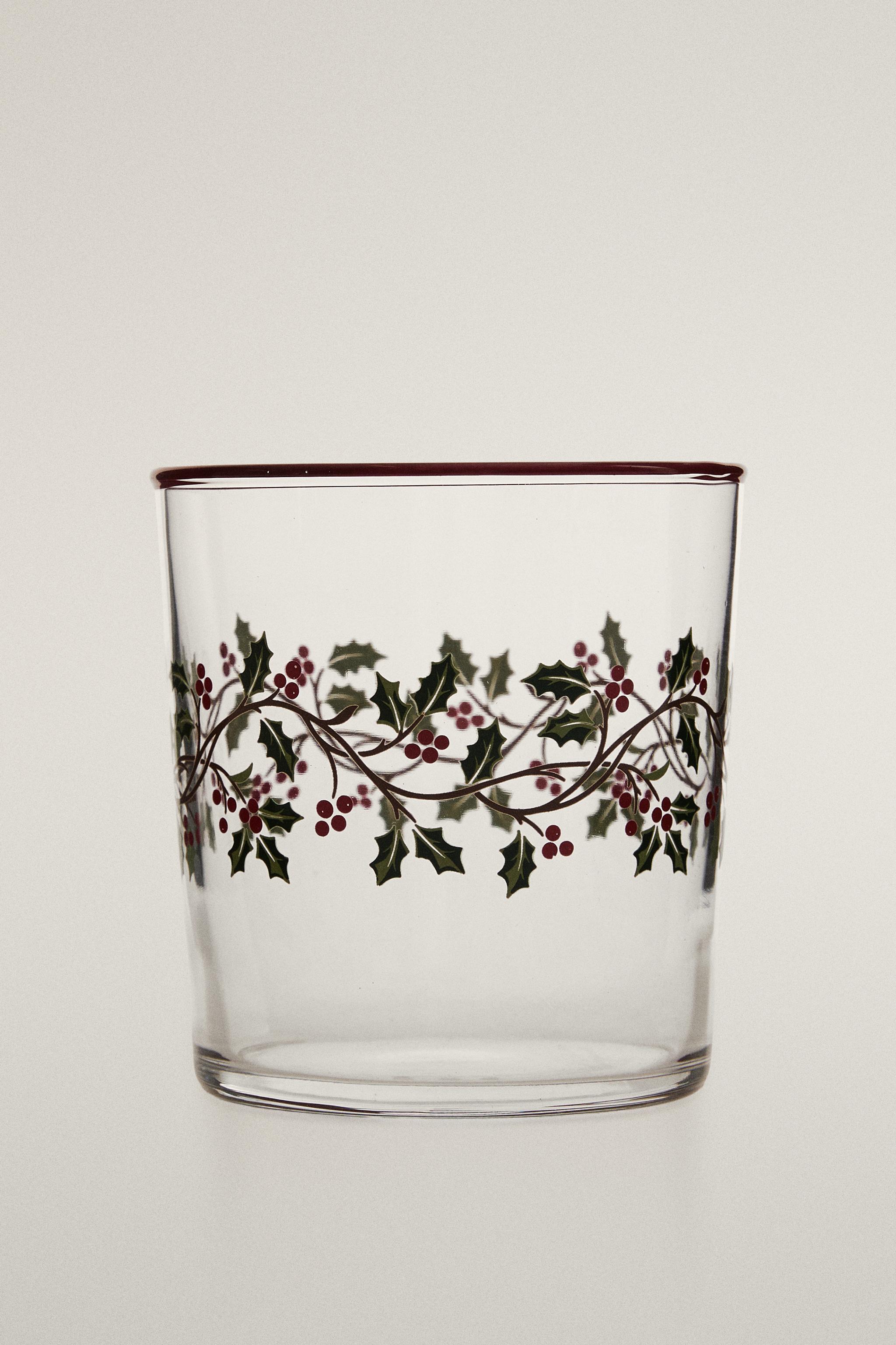 CHRISTMAS HOLLY GLASS TUMBLER