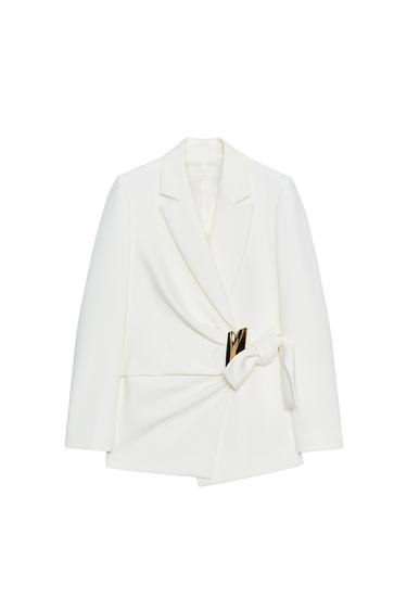 BLAZER CRUZADA HEBILLA - Blanco roto de Zara